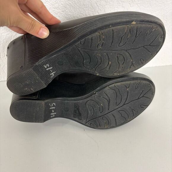 Dansko Grey Leather Franka Wedge Cut Out Buckle Side Booties - Picture 6 of 7